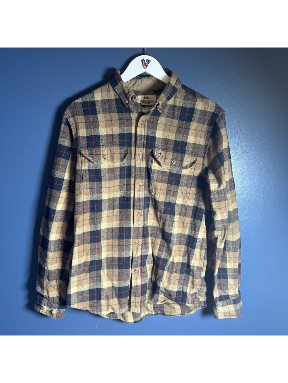 Fjallraven Singi Heavy Flannel Mens Brown Plaid Button-Up Shirt M Authenticated